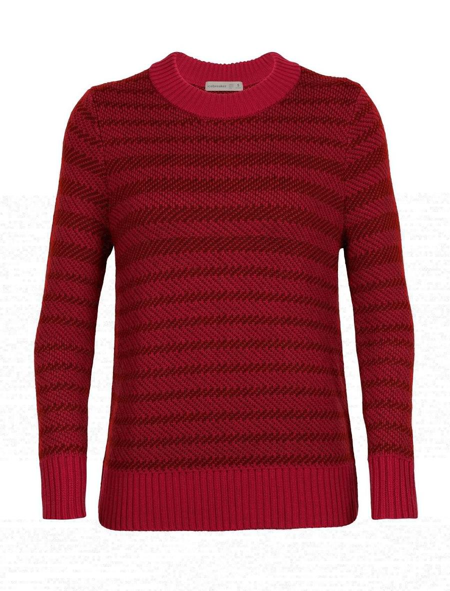 Cherry / Espresso Women's Icebreaker Merino Waypoint Crewe Sweaters | USA 1625EBCX